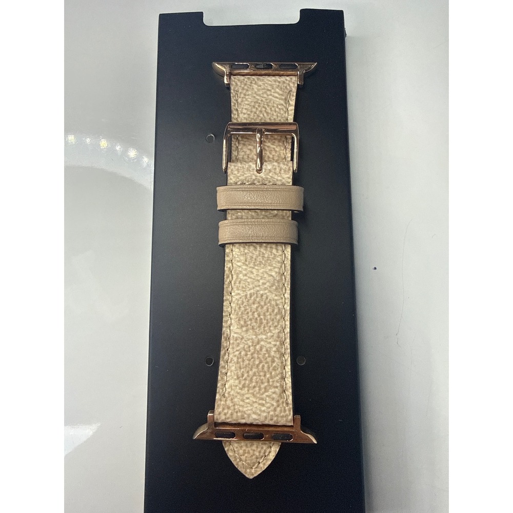 Coach Signature leather Apple Watch Strap 38/40/41mm Khaki Rose Gold Band LOGO
